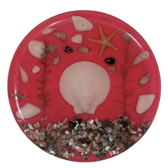 Mid-Century Modern Vintage Lucite Trivet With Sea Shells For Sale - Image 3 of 10