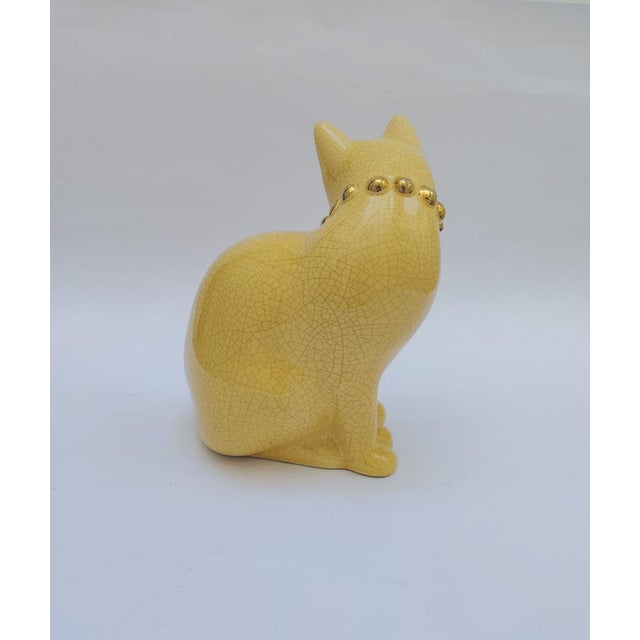 1970s Large Mid-Century Ceramic Cat from Longwy, France For Sale - Image 5 of 12