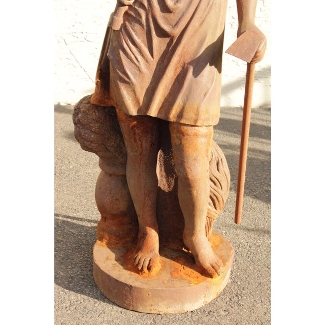 Mid 20th Century Classical Style Figural Life-Size Cast Iron Garden Statue For Sale - Image 11 of 13