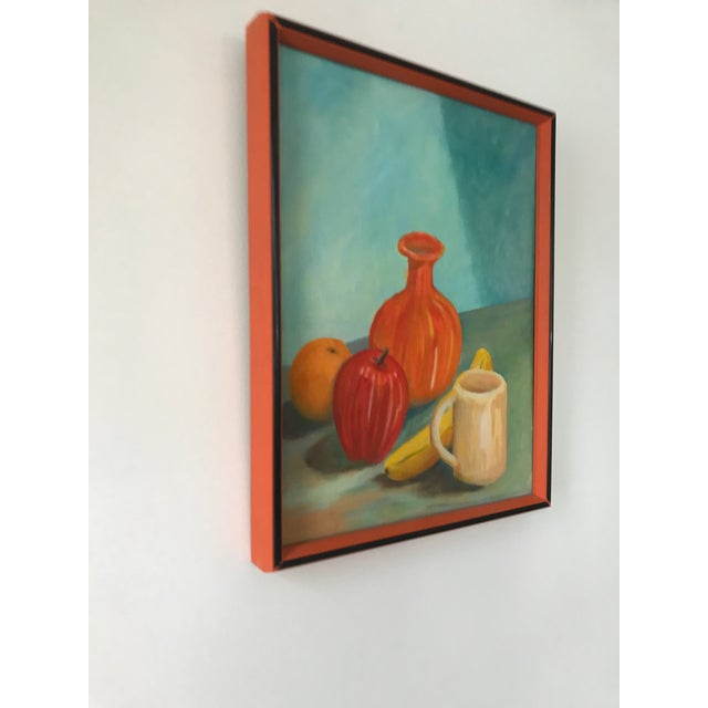 Still Life Painting in Orange and Gloss Black Frame For Sale - Image 4 of 6