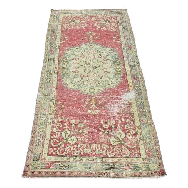Handmade Rustic Red Wool Oushak Rug For Sale