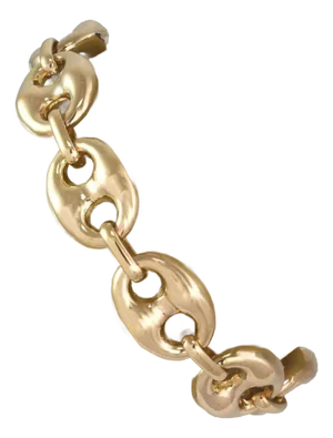 Large Puff 14k Yellow Gold Mariner Link Bracelet