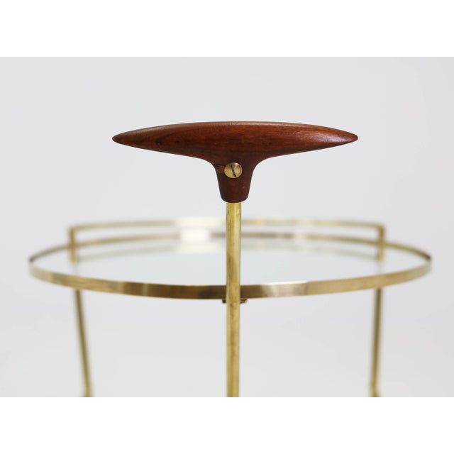 Serving Cart with Turned Wooden Handle attributed to Max Ingrand for Fontana Arte, Italy, 1960s, in Good conditions....