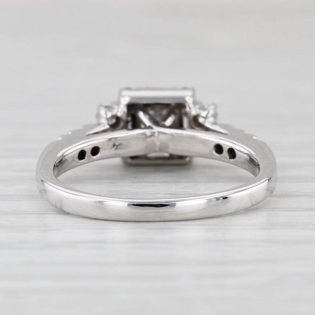 2010s 0.91ctw Princess Diamond Halo Engagement Ring 14k White Gold Size 7.75 For Sale - Image 5 of 8