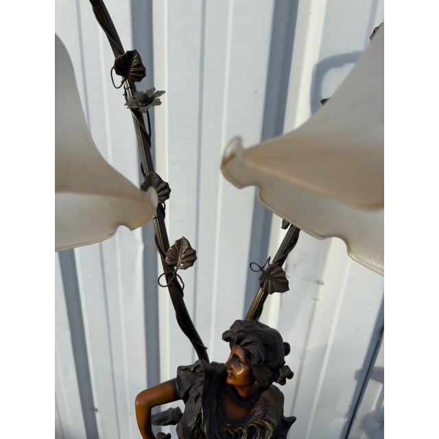 Art Nouveau Style Carmen Statuary Lamp with Marble Base, 1990s For Sale - Image 6 of 18