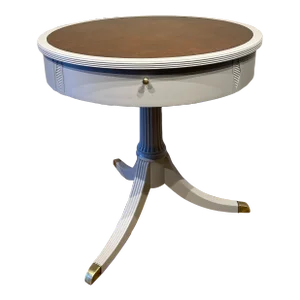 1940s Leather Top Drum Table