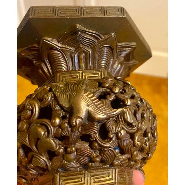 Pair of 1970s Japanese Bronze Vases With Gargoyles For Sale - Image 9 of 11