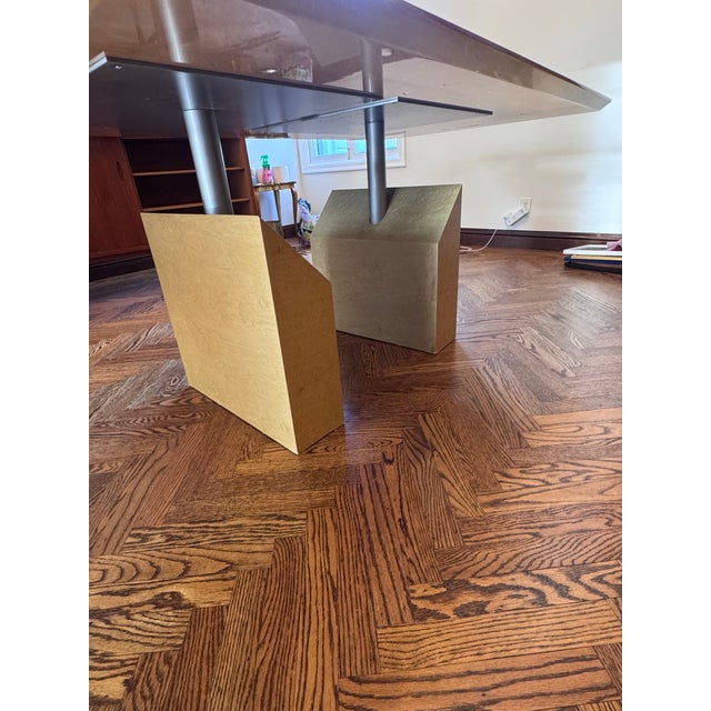 Mid-Century Modern Postmodern Bird’s-Eye Maple Dining Table With Marquetry Inlay, C. 1985–1995 For Sale - Image 3 of 5