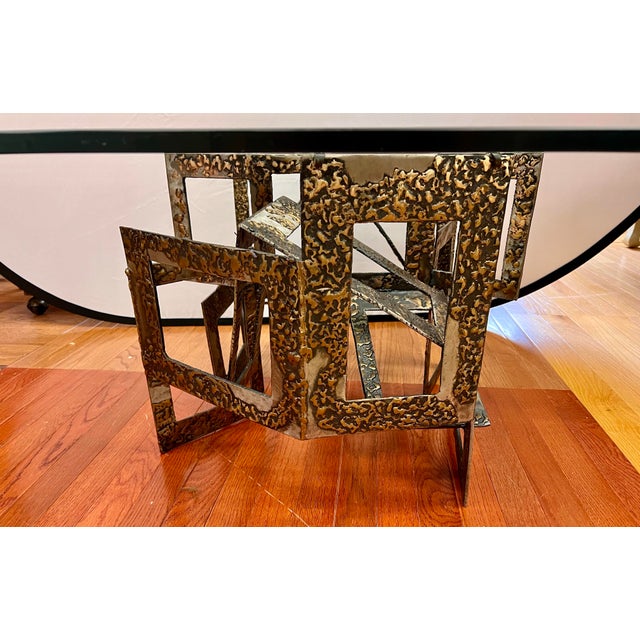 Mid Century Brutalist Sculptural Metal Coffee Table For Sale In New York - Image 6 of 8