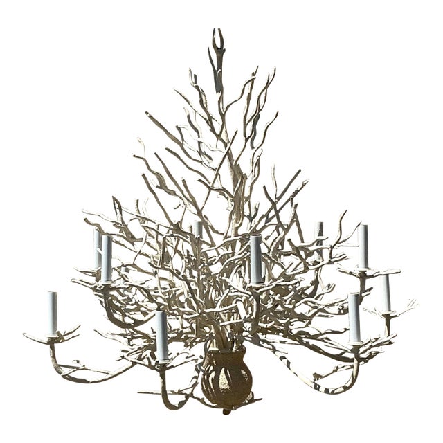 Vintage Coastal Coral Branch Chandelier For Sale