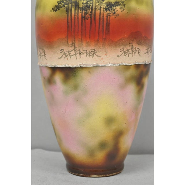 Antique Japanese Heavy Moriage Hand Painted Porcelain Oriental Bird Satsuma Vase For Sale - Image 9 of 16