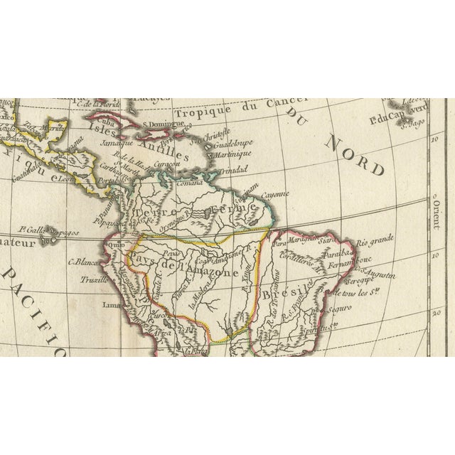 Paper Map of the Americas by Robert De Vaugondy, 1757 For Sale - Image 7 of 11