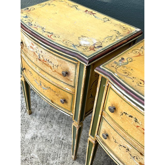 Vintage Distressed Hand-Painted Wood Nightstands For Sale - Image 10 of 16