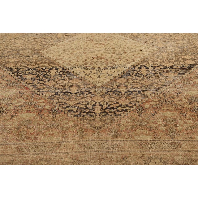 Early 20th Century Distressed Antique Persian Mahi Tabriz Rug - 04'04 X 06'06 For Sale - Image 5 of 9
