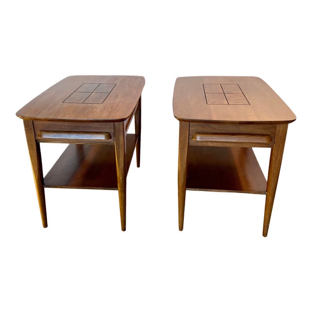 Vintage Mid Century Stanley Furniture Walnut End Tables a Pair Chairish