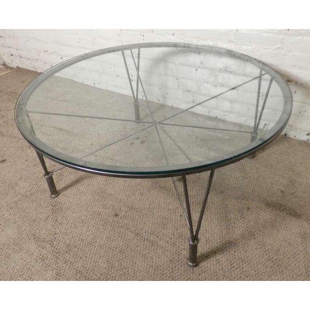 Metal Table w/ Glass Top For Sale - Image 4 of 5