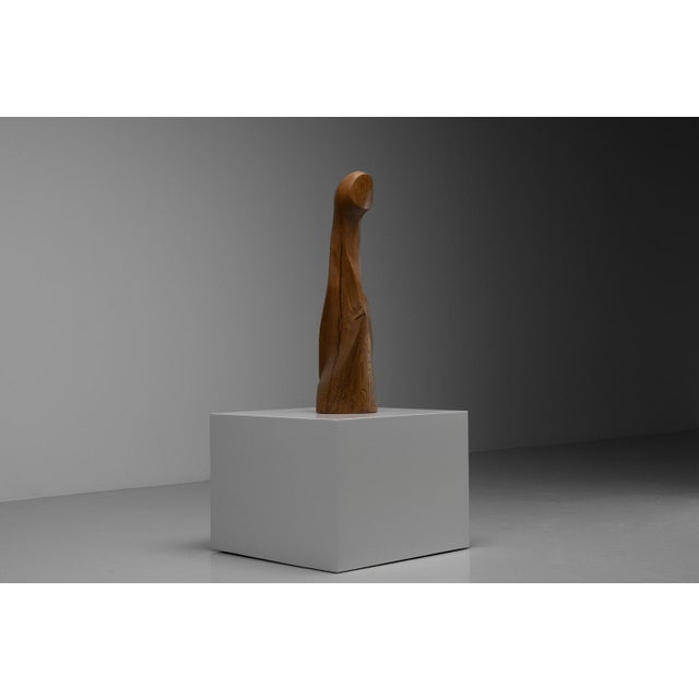 Abstract Oak Sculpture from LM, France, 1960s For Sale - Image 4 of 17