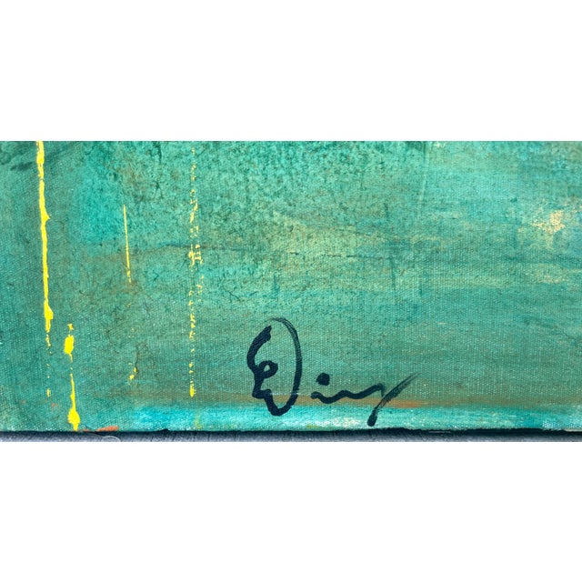 Large and beautiful abstract painting. Acrylic on canvas with vivid colors. Signed on front and back Diego RDZ.