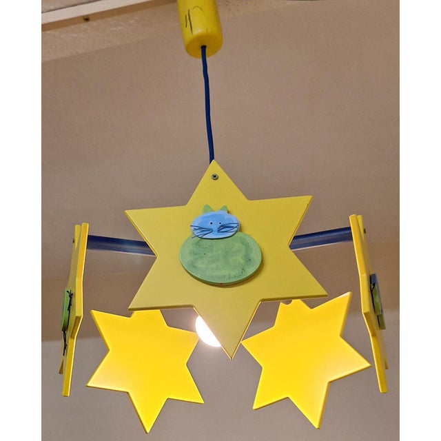 2000 - 2009 German Childrens Room Ceiling Lamp with Colored Painted Pine Wood Frame by Waldi For Sale - Image 5 of 8