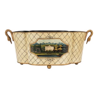 Neo-Classical Style Italian Tole Cachepot / Planter by Decorative Crafts For Sale