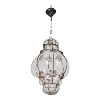1970s Large Size Transparent Colour Venetian Lantern, Seguso Murano Glass For Sale