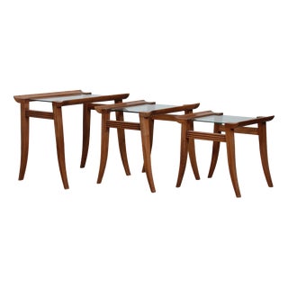 Walnut Nesting Tables by Maxime Old, 1940, Set of 3 For Sale