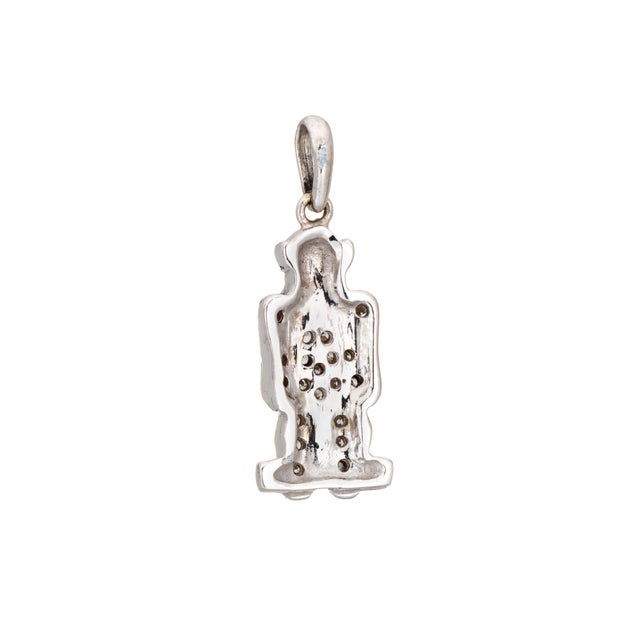 Finely detailed vintage 'See No Evil' Monkey charm crafted in 18k white gold. 20 round brilliant cut diamonds total an...