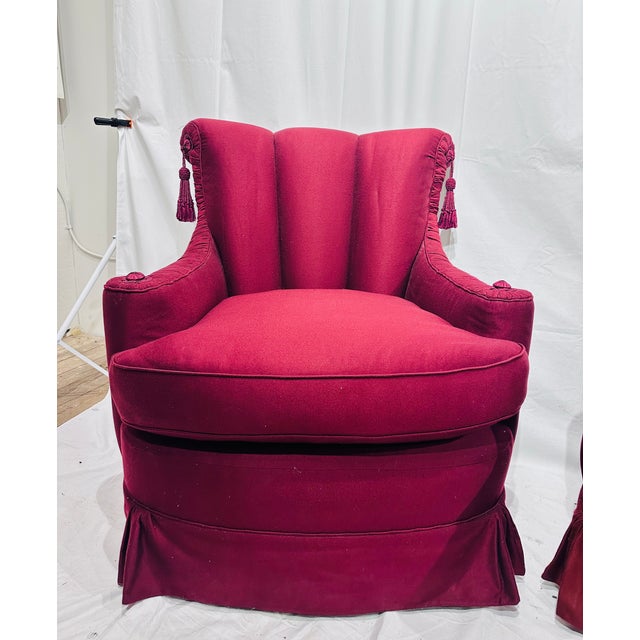 Textile Pair Vintage Shell Back Library Chairs For Sale - Image 7 of 10