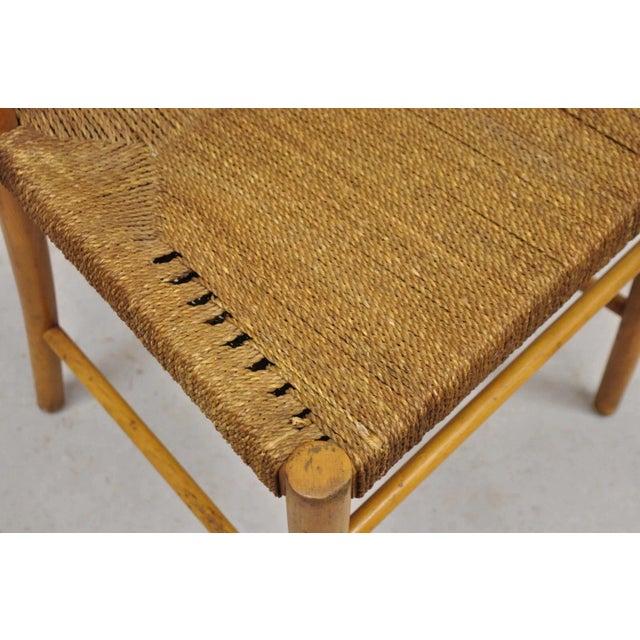 Brown Vintage Gefa Gemla Mid Century Danish Modern Ladderback Rush Seat Side Chair For Sale - Image 8 of 11
