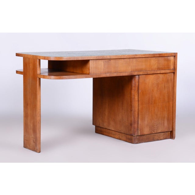 Brown Czech Art Deco Cherry Writing Desk attributed to J. Halabala for Up Zavody, 1930s For Sale - Image 8 of 12