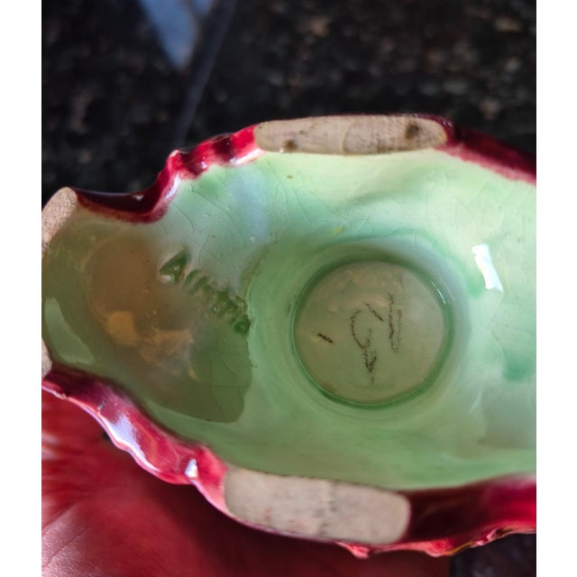 Late 19th Century Late 19th Century Austrian Art Nouveau Majolica Footed Sauce Boat / Centerpiece (Jg) For Sale - Image 5 of 8