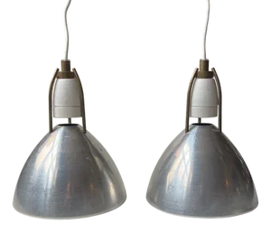 Danish Industrial Pendant Lamps by Asger Bay Christiansen, 1970s, Set of 2