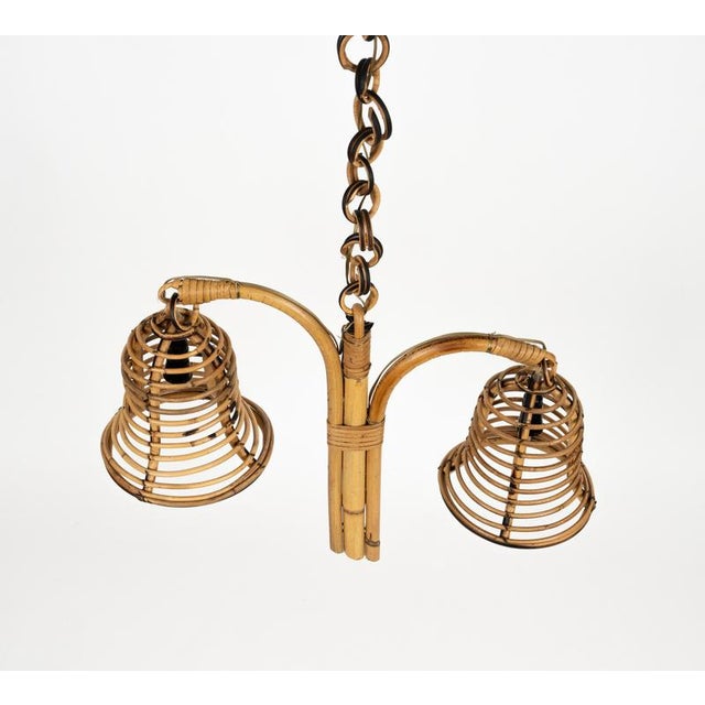 Mid-Century Modern Bamboo and Rattan Hanging Light, 1960s For Sale - Image 10 of 13