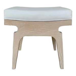 Worlds Away Organic Modern White Linen Fergie Stool