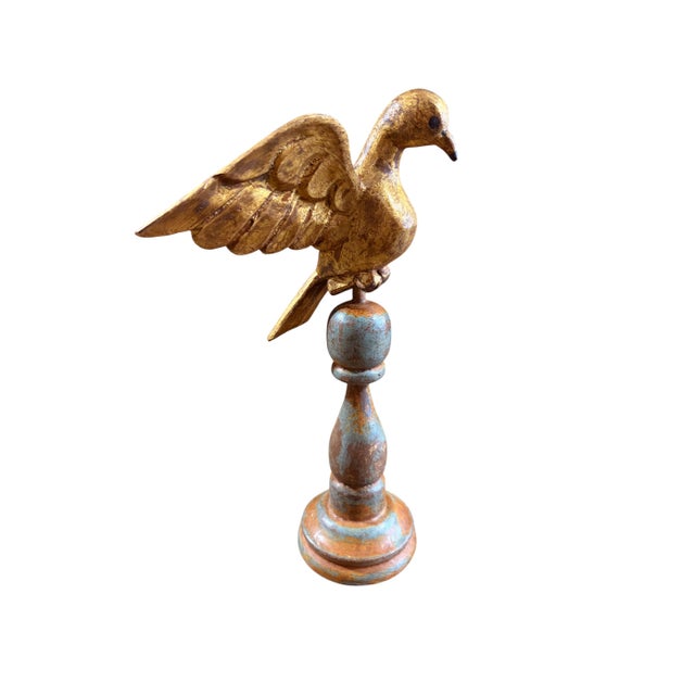 1980s European Carved Wood Bird Sculpture on Finial 12.25" H For Sale - Image 5 of 8