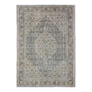 Early 20th Century Antique Persian Tabriz Carpet With Geometric Diamond Design in Earth Tones