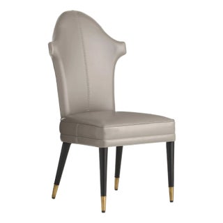 Arteriors Home Lincoln Gray Leather Dining Chair For Sale