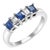 Vintage Platinum Ring Emerald-Cut Diamonds Princess-Cut Sapphires Size 5.5 For Sale