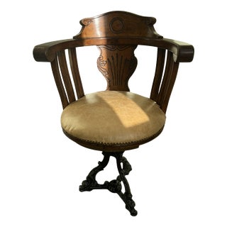 Cast Iron and Oak Captains Chair For Sale