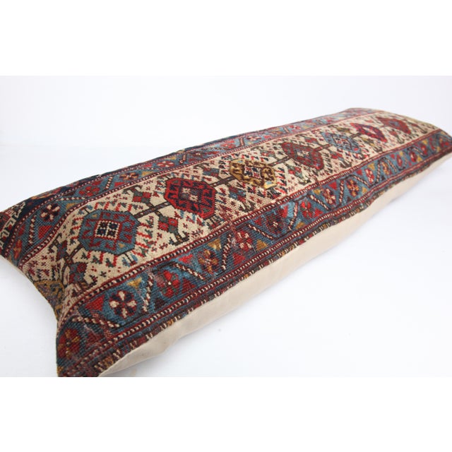 Tribal Antique Kurdish Navy Blue Sofa Rug Pillow Cushion Cover -16'' X 42'' For Sale - Image 3 of 11