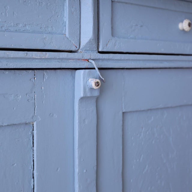 Antique Blue Painted Pine Cupboard - Circa 1880 For Sale - Image 9 of 14