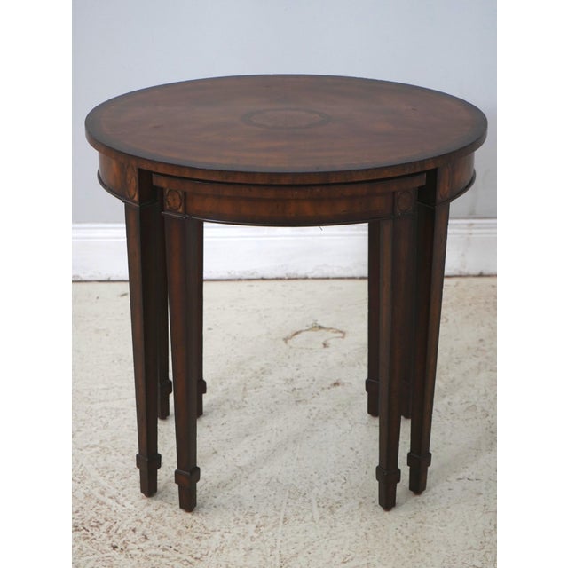 Traditional Maitland Smith Oval Pair of Nesting Tables For Sale - Image 3 of 14