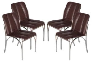 Italian Chromed Steel & Soft Leather Chairs, 1970s, Set of 4
