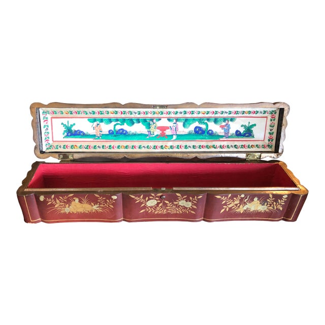 Early 19th Century Hand Painted Chinese Fan Box For Sale