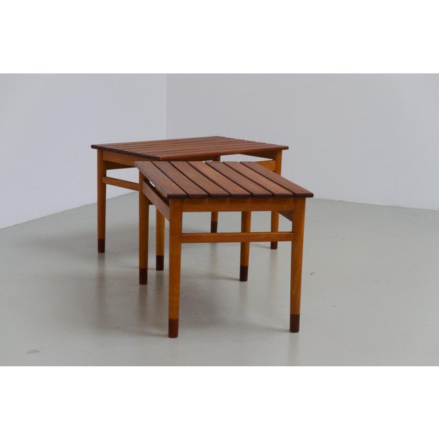 Danish Modern Side Tables in Teak and Beech, 1950s, Set of 2 For Sale - Image 9 of 18