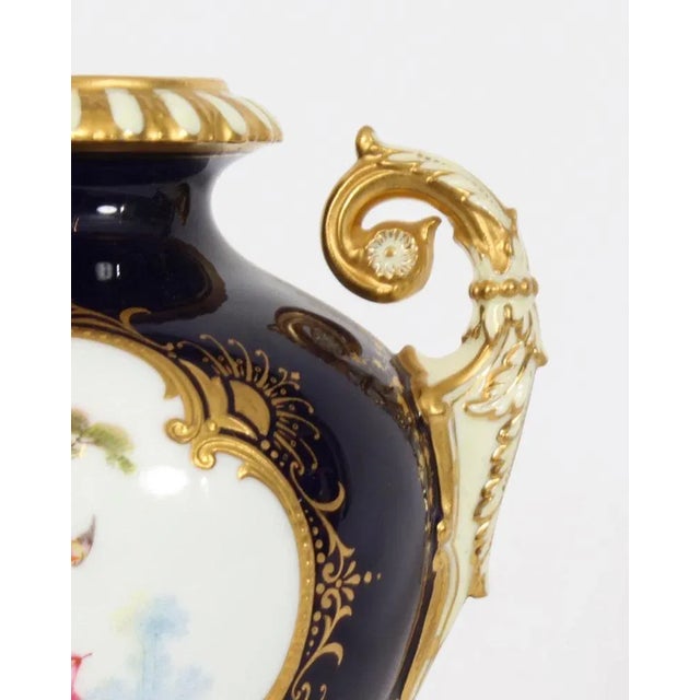 Antique Coalport Vases in Cobalt Blue by A. Perry, 1890s, Set of 2 For Sale - Image 4 of 18
