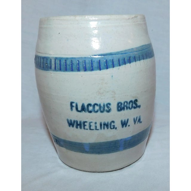 19th century stoneware mug made and marked by Flaccus Bros., Wheeling, WV