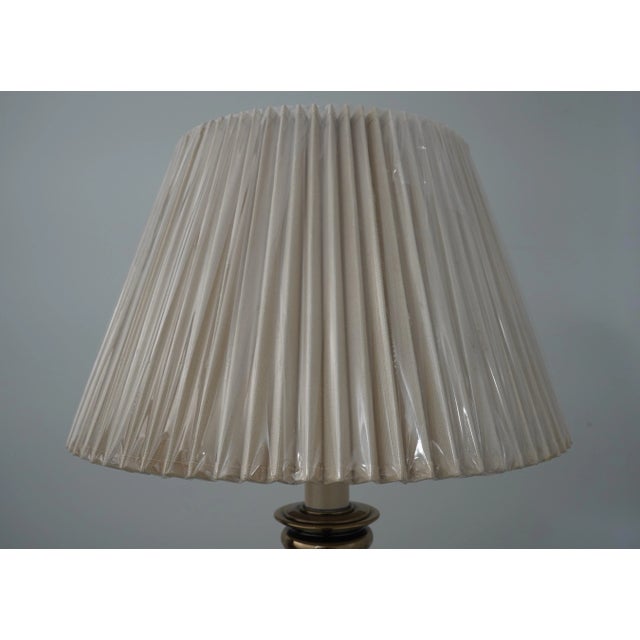 Stiffel Pair Stiffel Brass Table Lamps W. Shades For Sale - Image 4 of 12