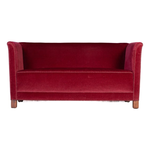 Textile Vintage Red Velvet Sofa, 1950s For Sale - Image 7 of 7