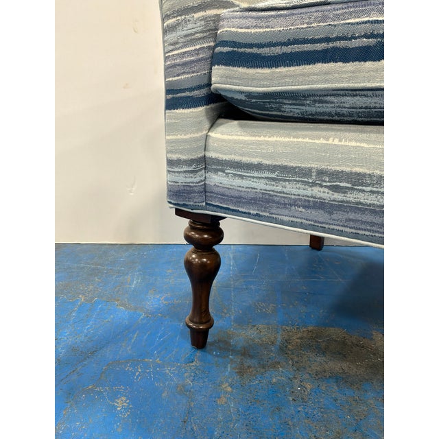 Blue Stripe Chairs With Turned Legs - Pair. For Sale In Atlanta - Image 6 of 8